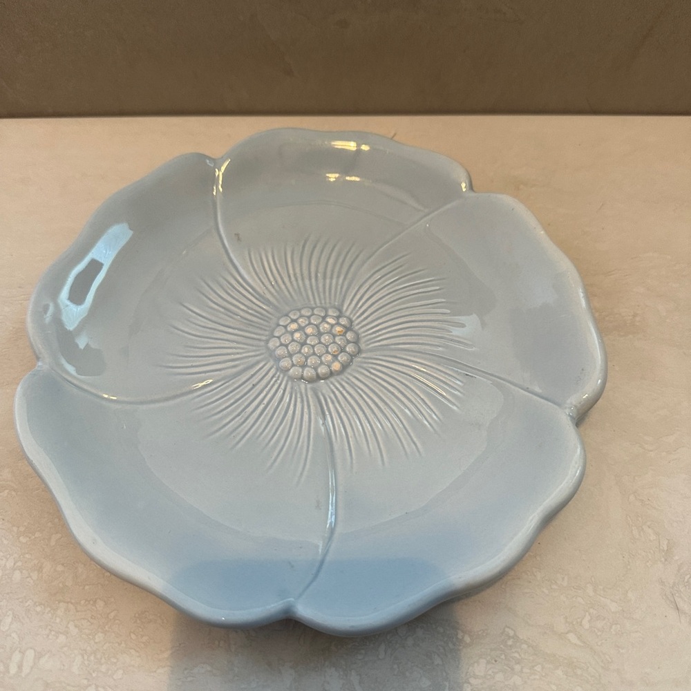 Vintage Enesco Country Gate Powder Blue Salad/Dessert Plate 8”